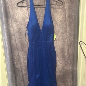 Elegant Blue Halter Dress